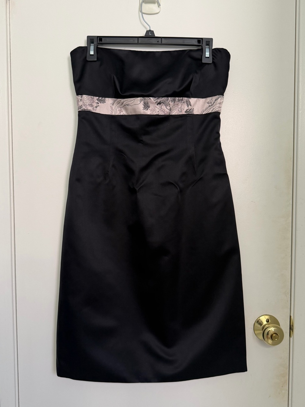Kay Unger New York Black Silk Empire Waist Strapless Sheath Cocktail Dress Sz 8
